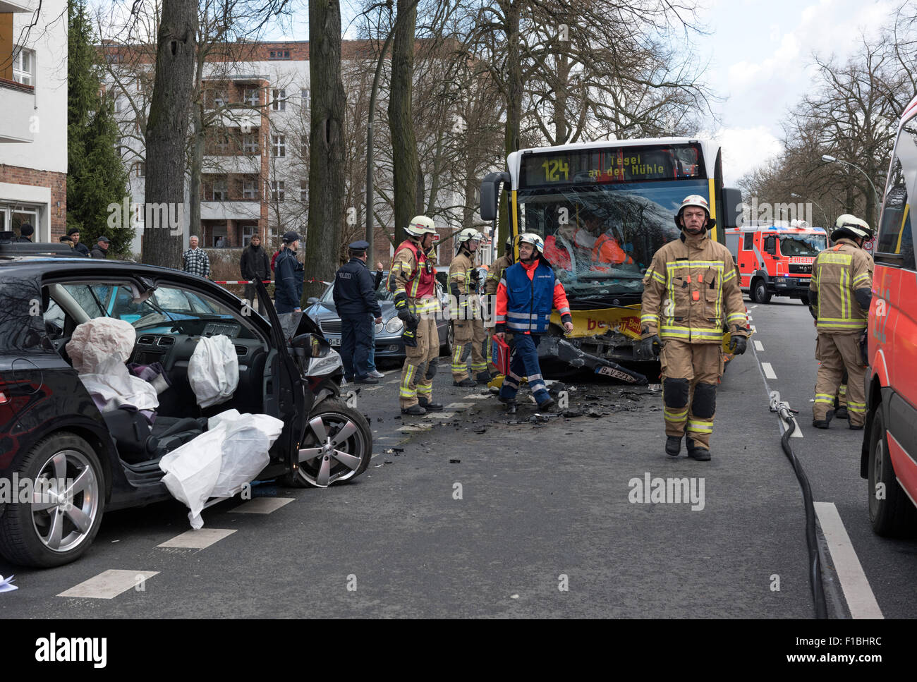 Berlin, Germany, car accident with a bus of the BVG Stock Photo Alamy