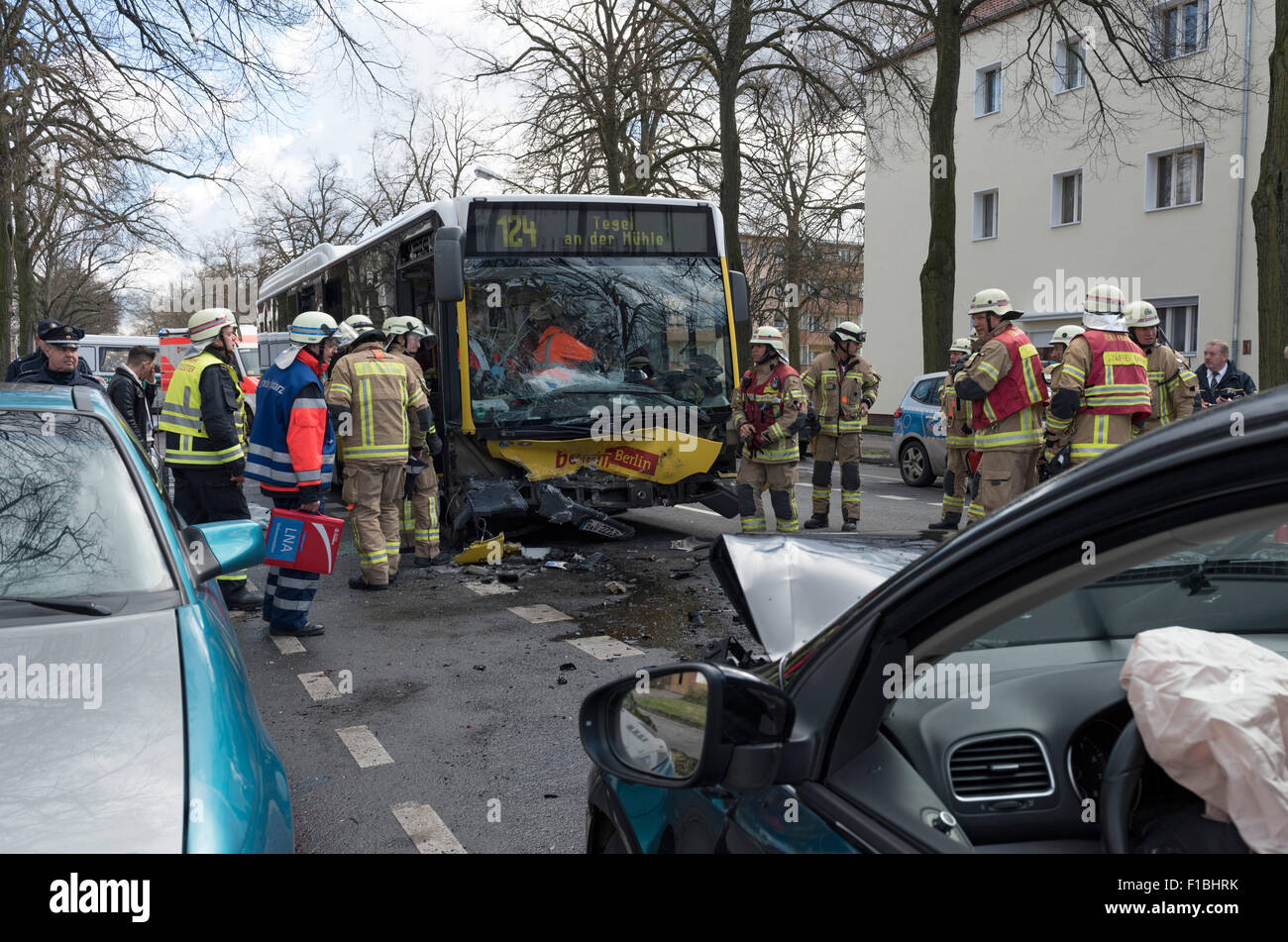 Berlin, Germany, car accident with a bus of the BVG Stock Photo Alamy