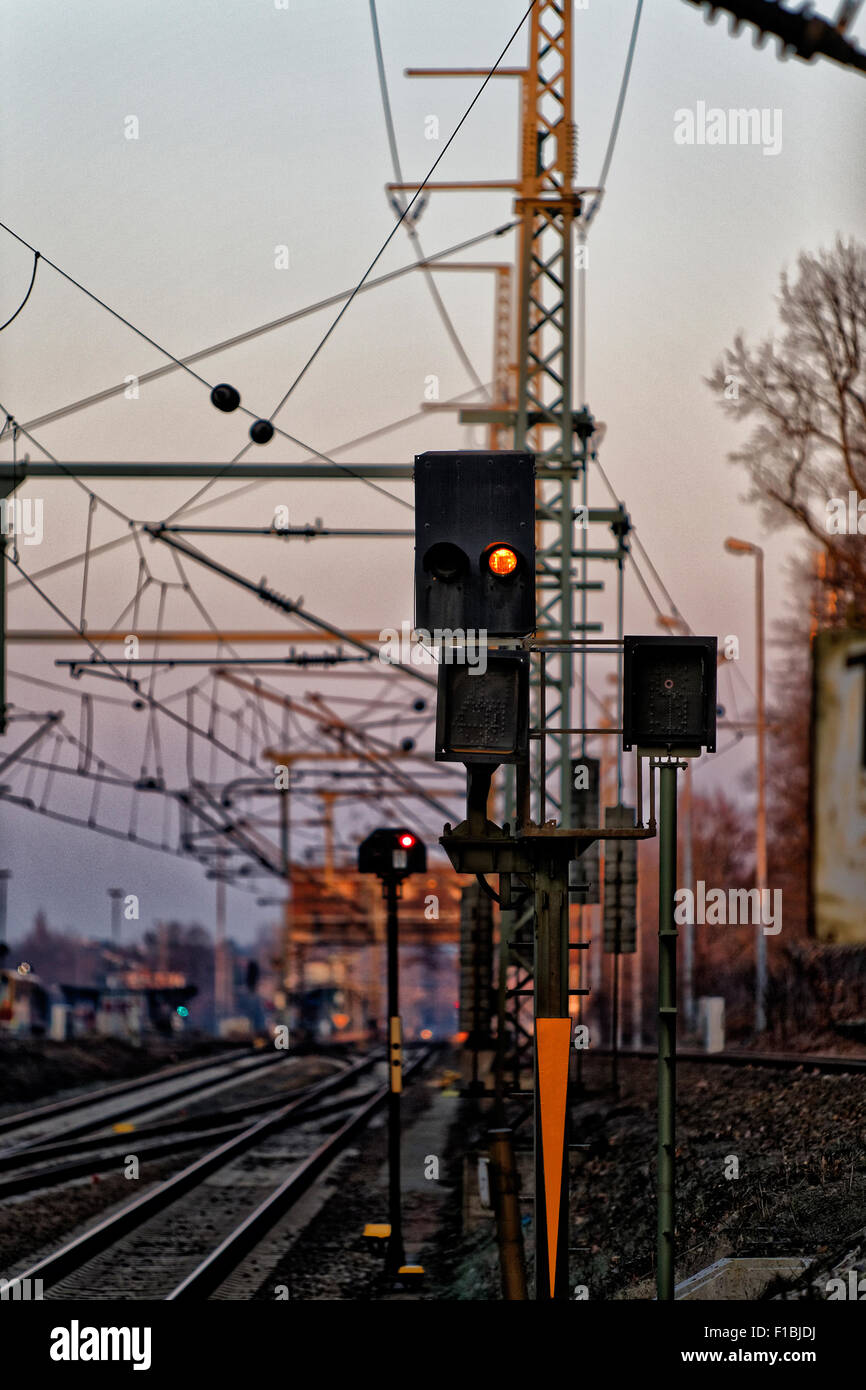 Berlin, Germany, Railroad traffic signal Stock Photo