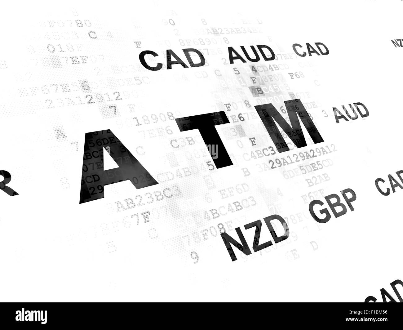 Currency concept ATM on Digital background Stock Photo Alamy