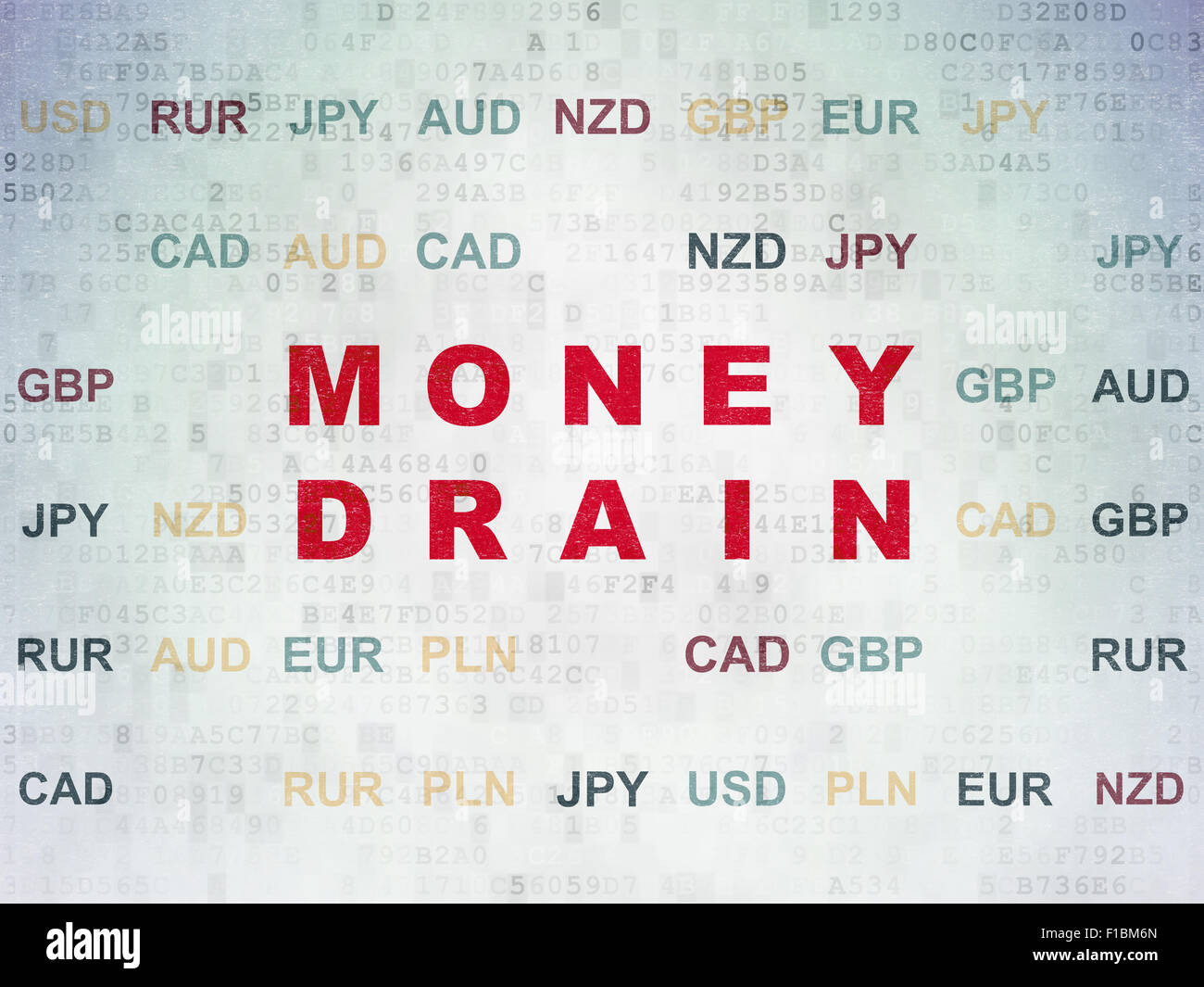 Banking concept Money Drain on Digital Paper background Stock Photo