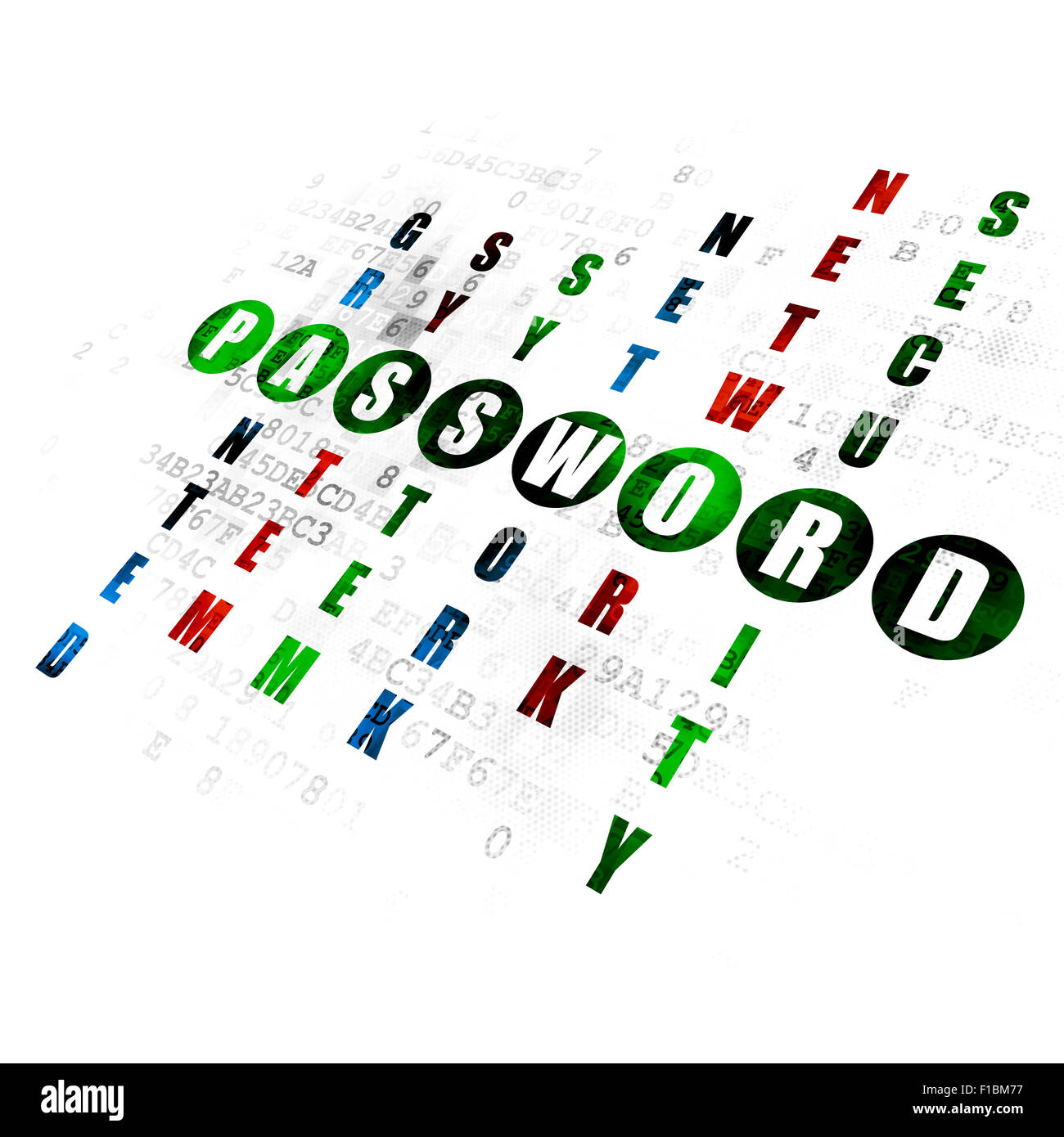 Protection concept word Password in solving Crossword Puzzle Stock