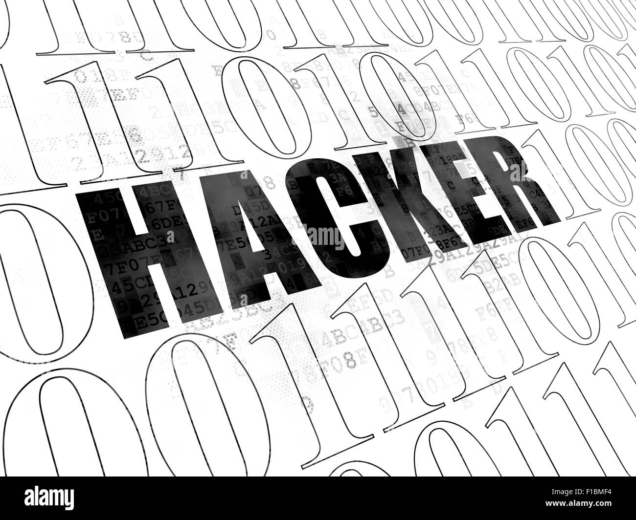 Computer hacker attack black background Black and White Stock Photos ...
