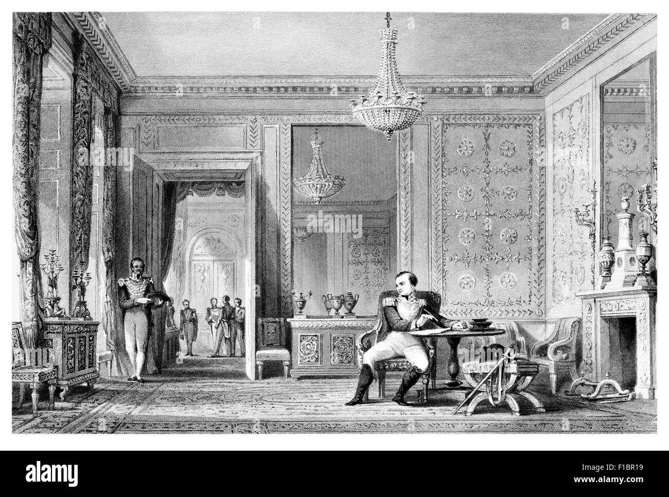 1814 Salon de l Abdication of Napoleon emperor Stock Photo