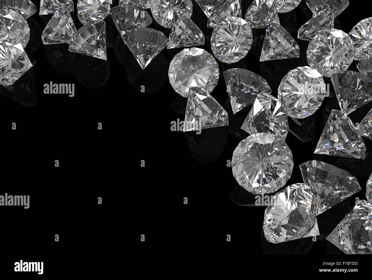 diamonds 3d on black surface background Stock Photo - Alamy