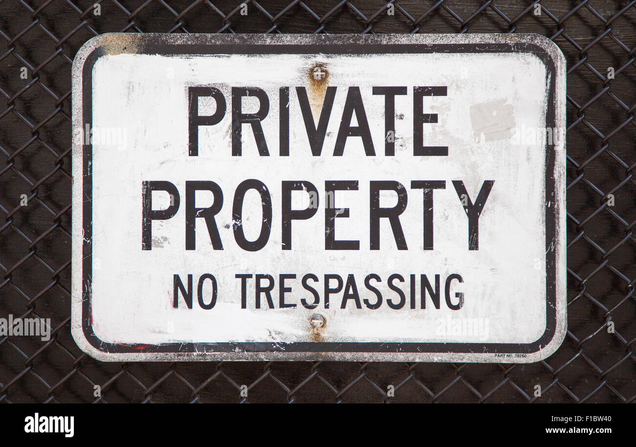 Private property no trespassing sign Stock Photo