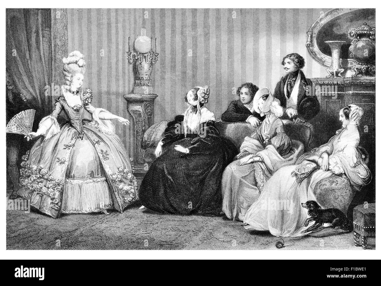 Period dress for Opera Ball Paris 1854 interior Stock Photo