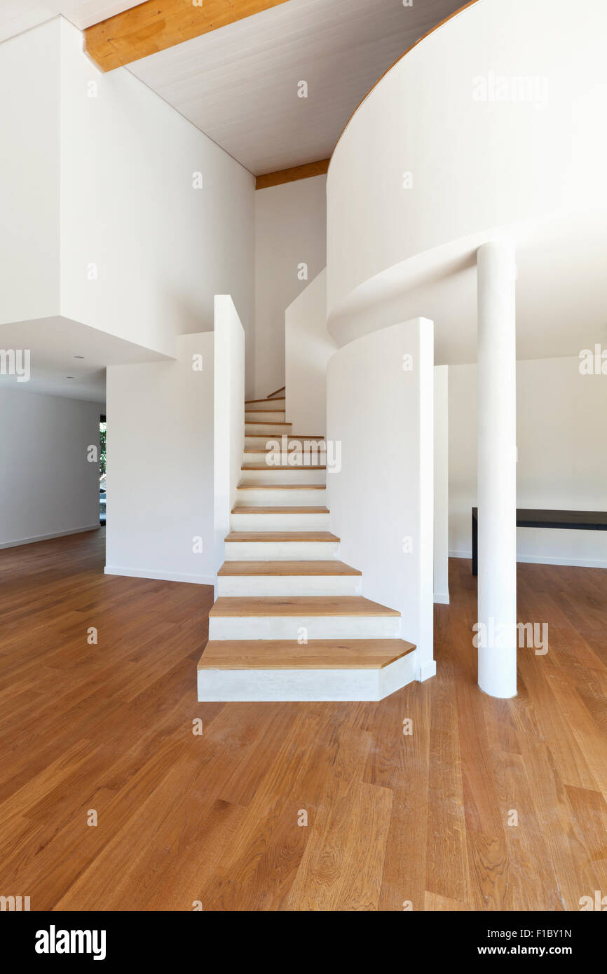 interior modern house, staircase, parquet floor Stock Photo - Alamy