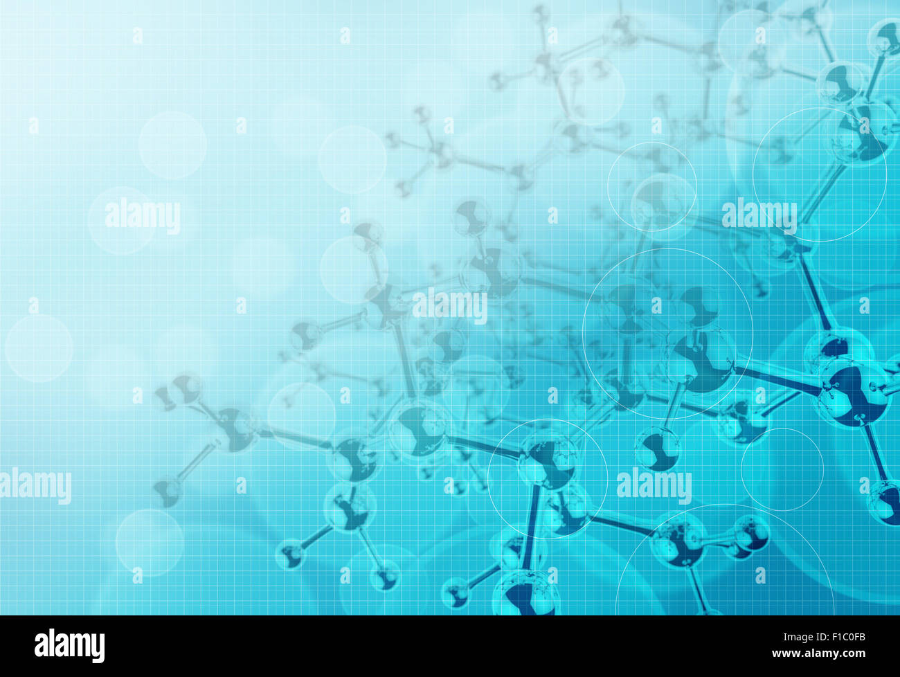 Abstract molecules medical blue background Stock Photo - Alamy