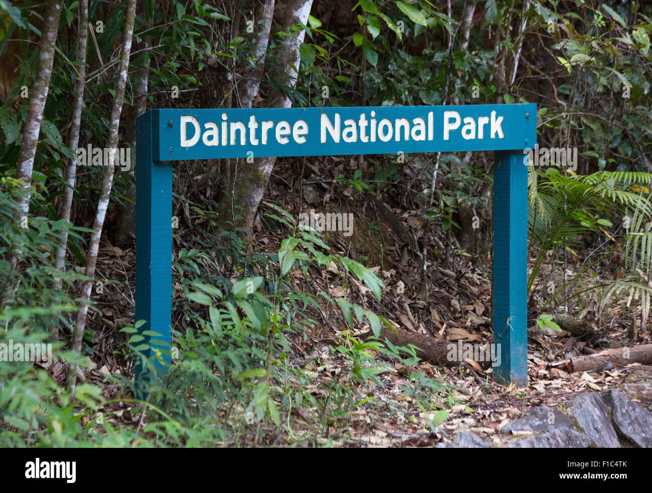 Sign in the Daintree Rainforest, Queensland, Australia Stock Photo
