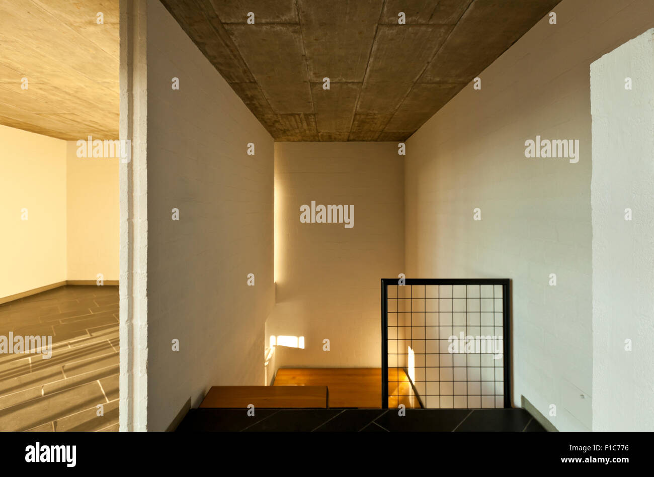 interior modern villa, wooden staircase in a livingroom Stock Photo - Alamy