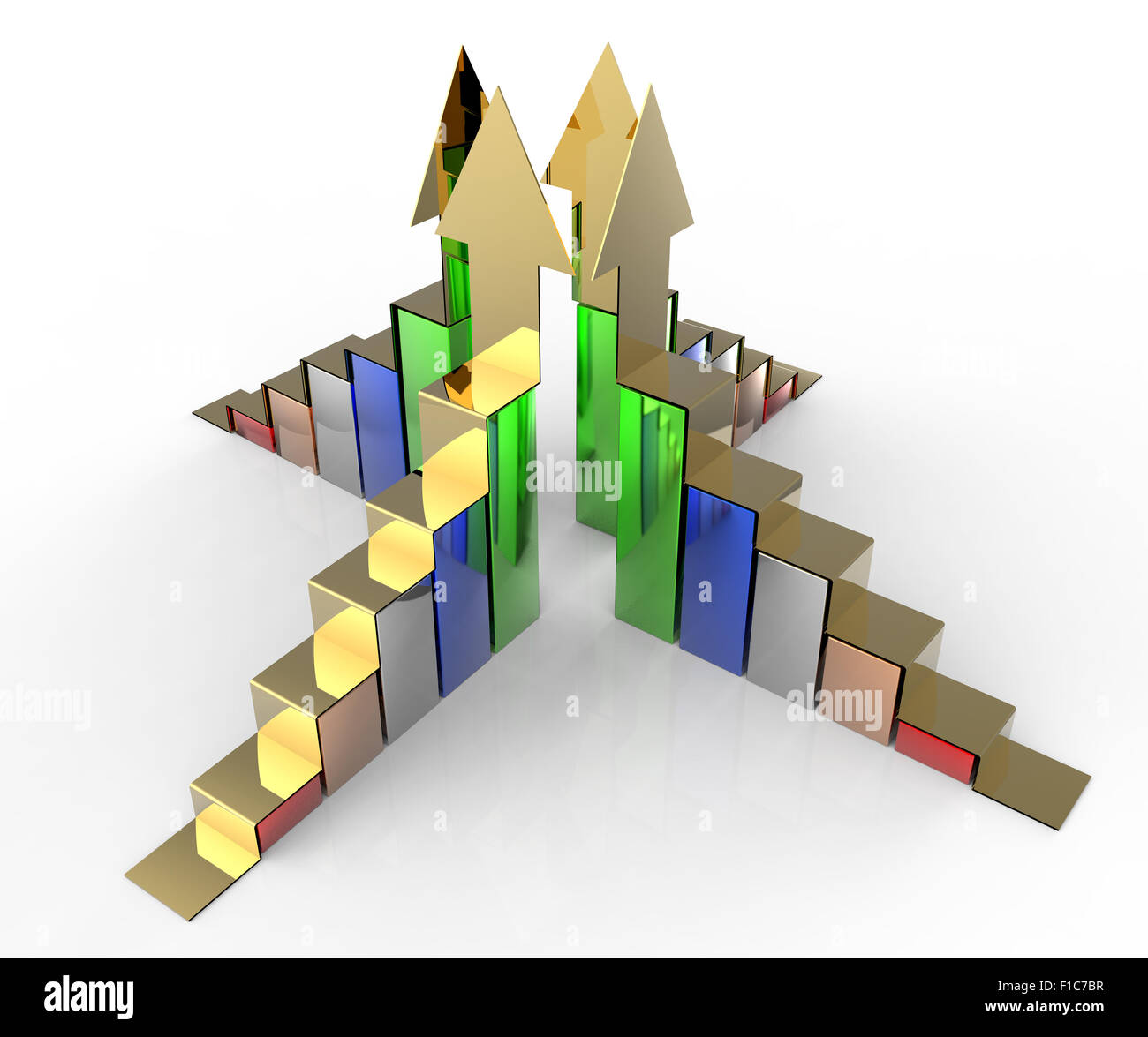 increasing bar chart graph with four bars on white... Business graph bar growth on white background Stock Photo - Alamy