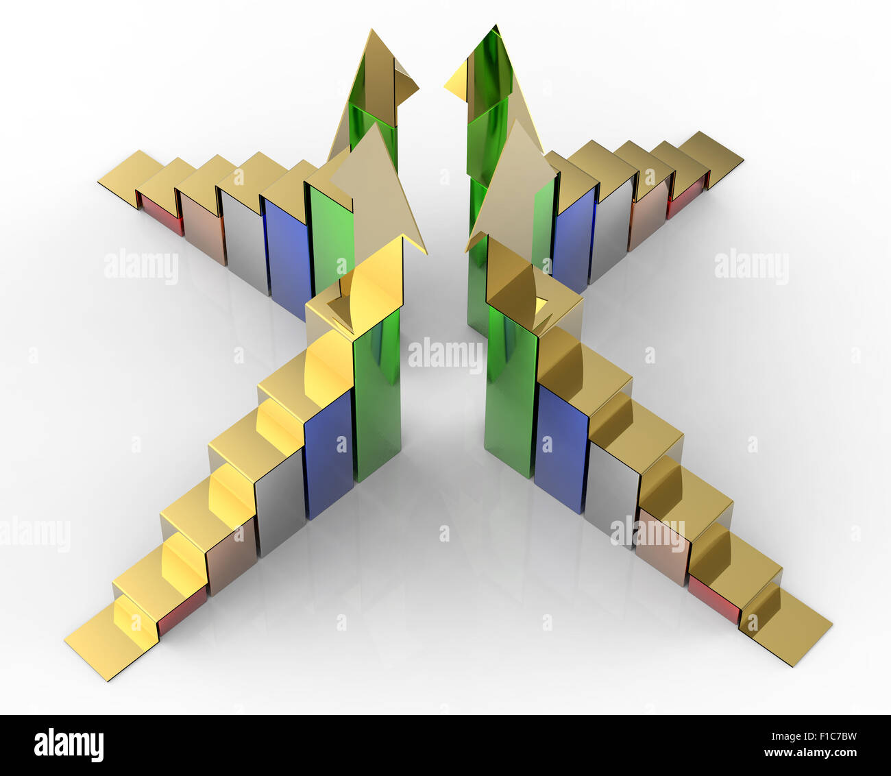increasing bar chart graph with four bars on white... Business graph bar growth on white background Stock Photo - Alamy