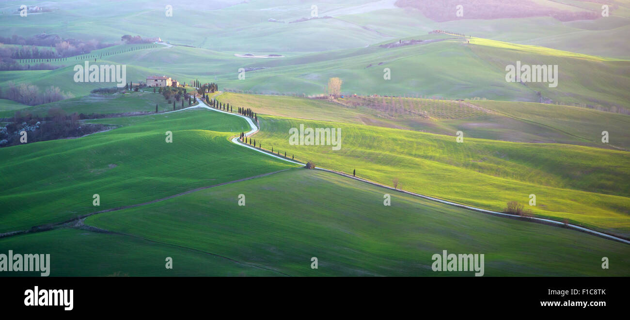 Landscape in Val d'Orcia in Tuscany, Italy Stock Photo
