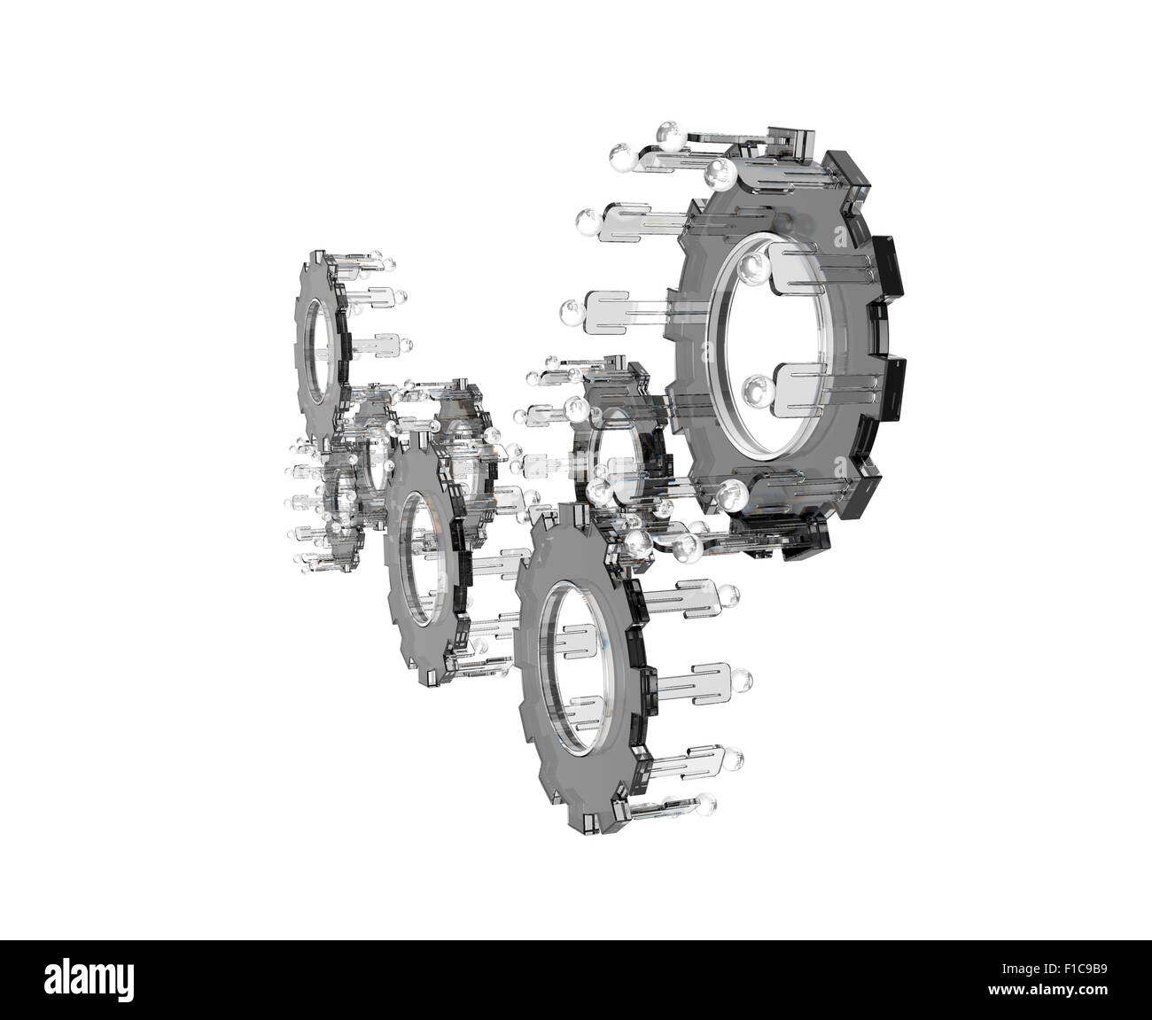 Model of 3d figures on connected cogs as industry concept Stock Photo ...