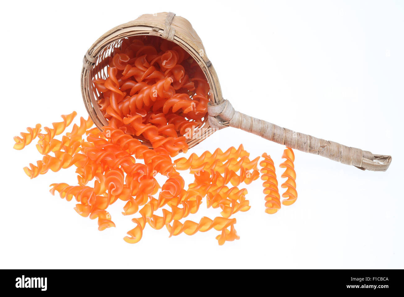 Noodles made from the flour of red lentils Stock Photo