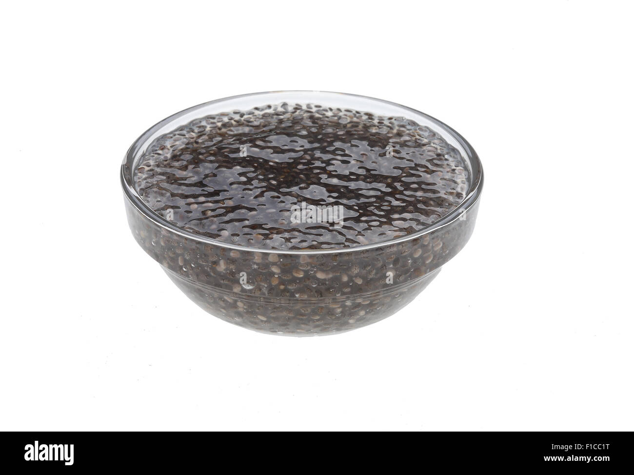 Chia gel or gel, Chia seeds are swollen prior to use in water Stock Photo