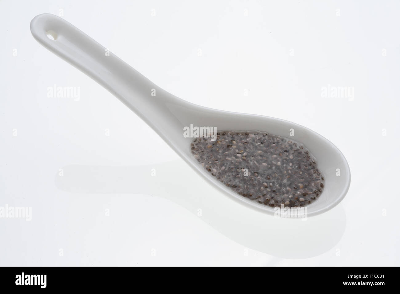 Chia gel or gel, Chia seeds are swollen prior to use in water Stock