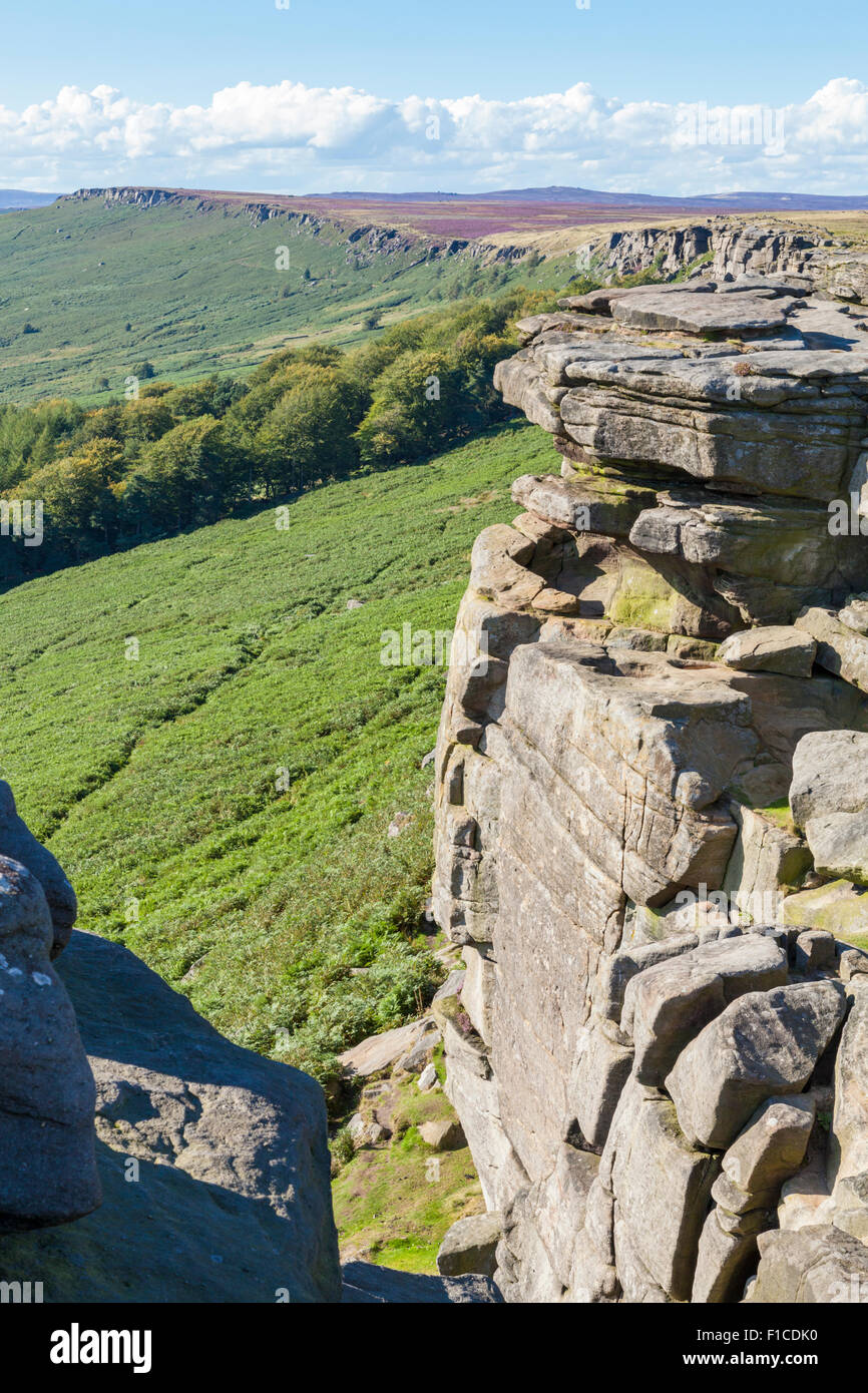 Stanage Edge, a gritstone escarpment on the Derbyshire Yorkshire border, Peak District, England, UK Stock Photo