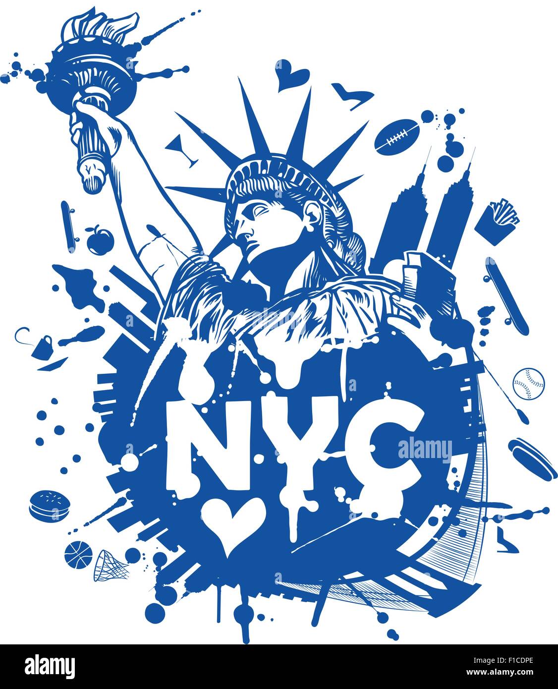 new york city background with statue of liberty Stock Vector Image ...