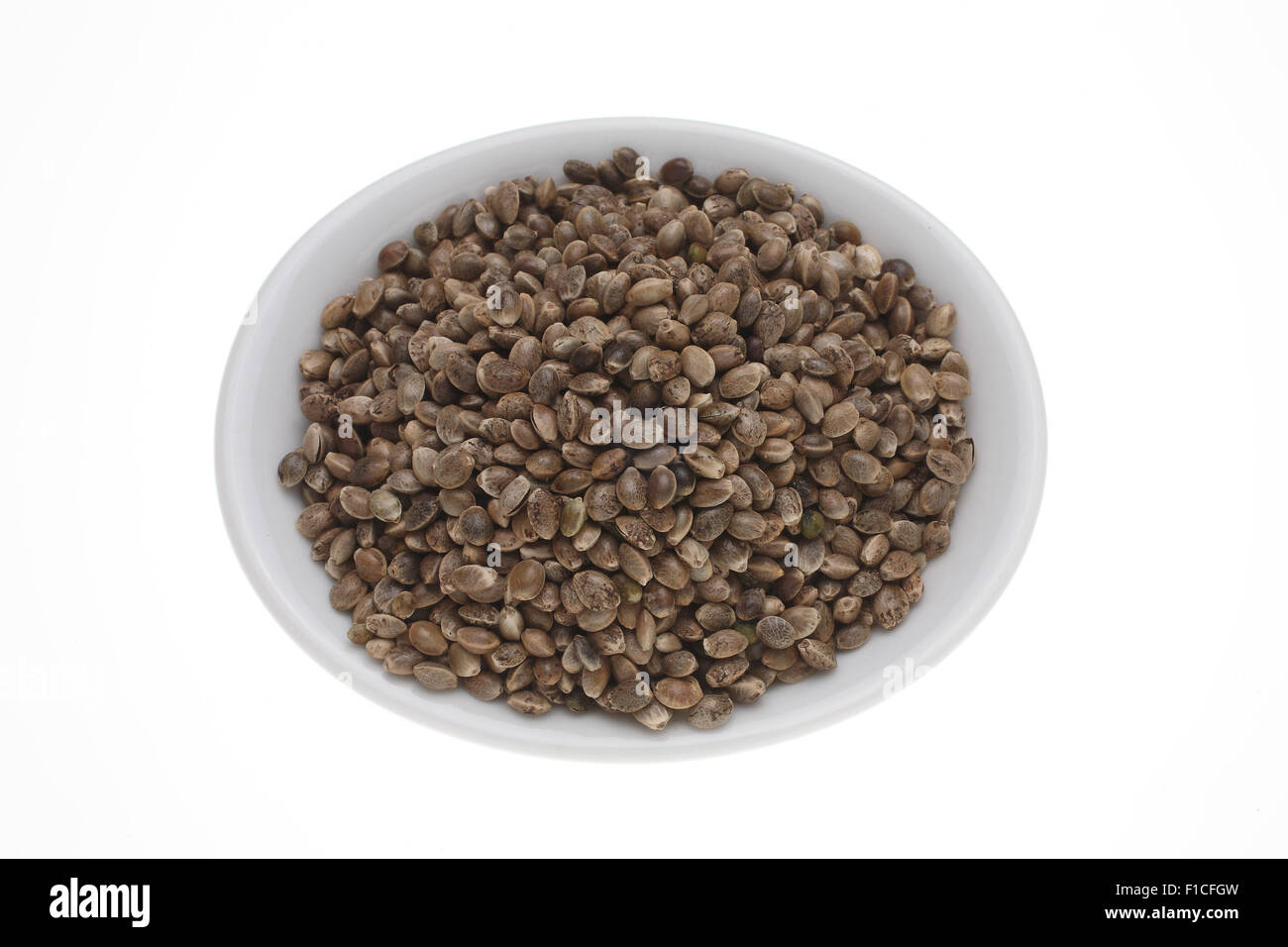 Hemp seeds or hemp nuts are a high-protein food source Stock Photo