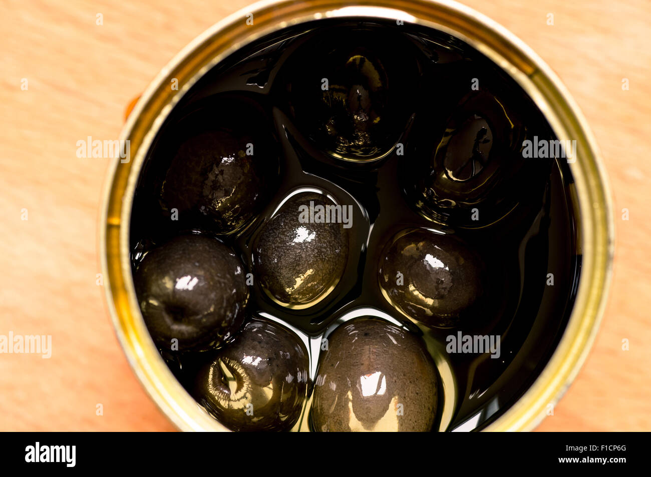 Canned black olives top view Stock Photo Alamy