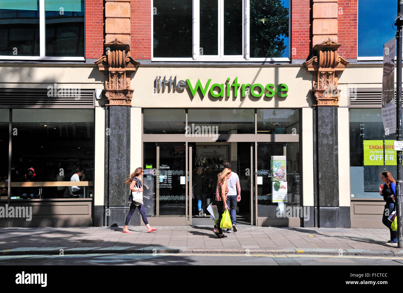 London, England, UK. Little Waitrose shop, Tottenham Court Road Stock Photo