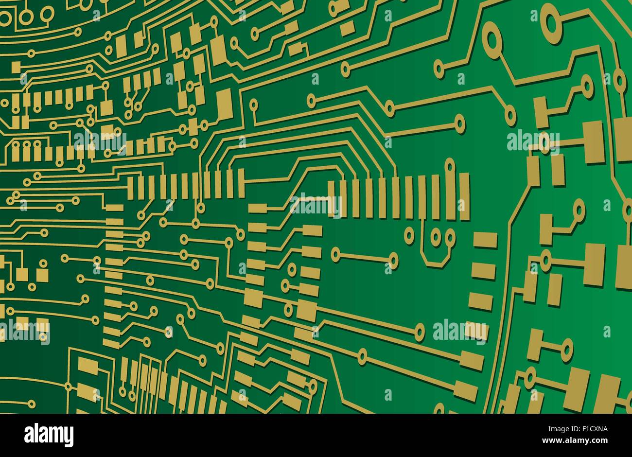 Green and Gold Circuit Board Background Stock Vector
