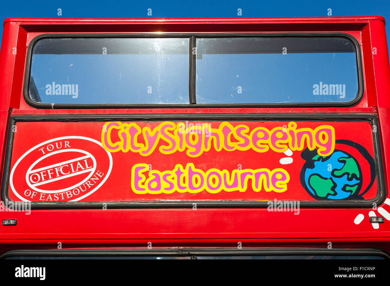 Eastbourne city sightseeing bus, Eastbourne, East Sussex, England Stock Photo