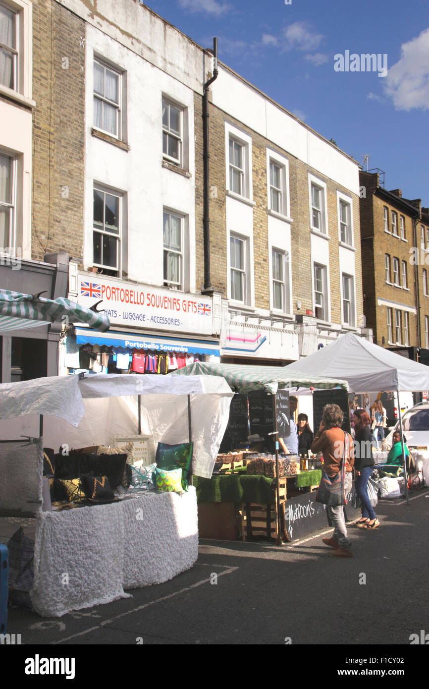 Portobello Road Market Notting Hill London August 2015 Stock Photo Alamy