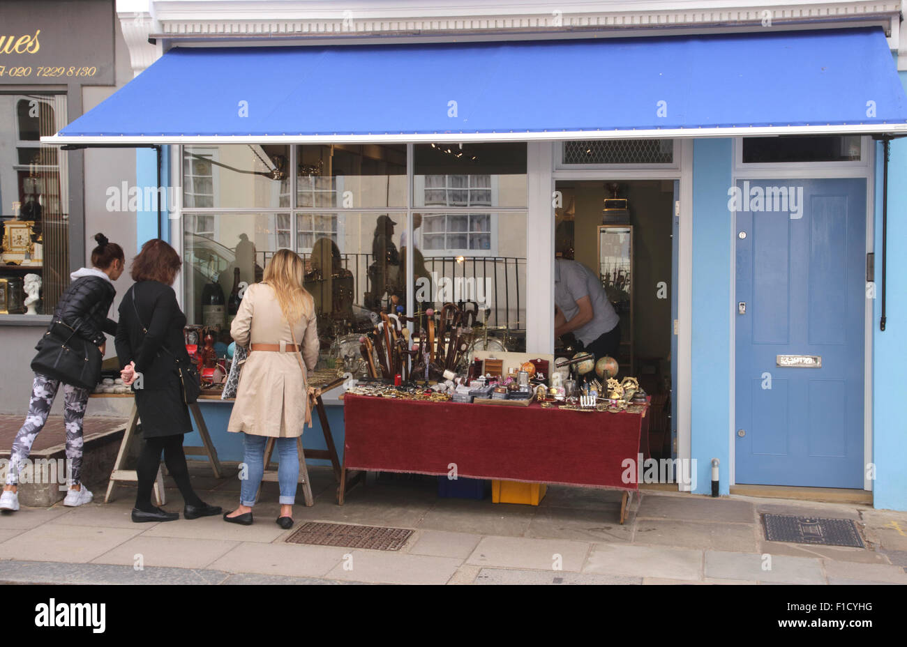 Antiques shop Portobello Road Notting Hill London Stock Photo Alamy