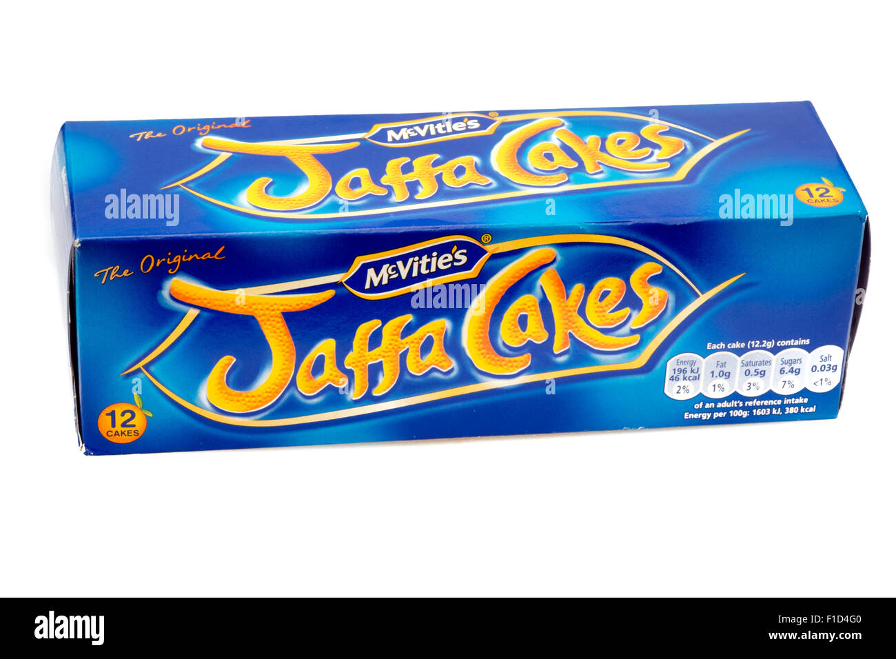 Box of Jaffa Cakes cut out or isolated on a white background, UK Stock