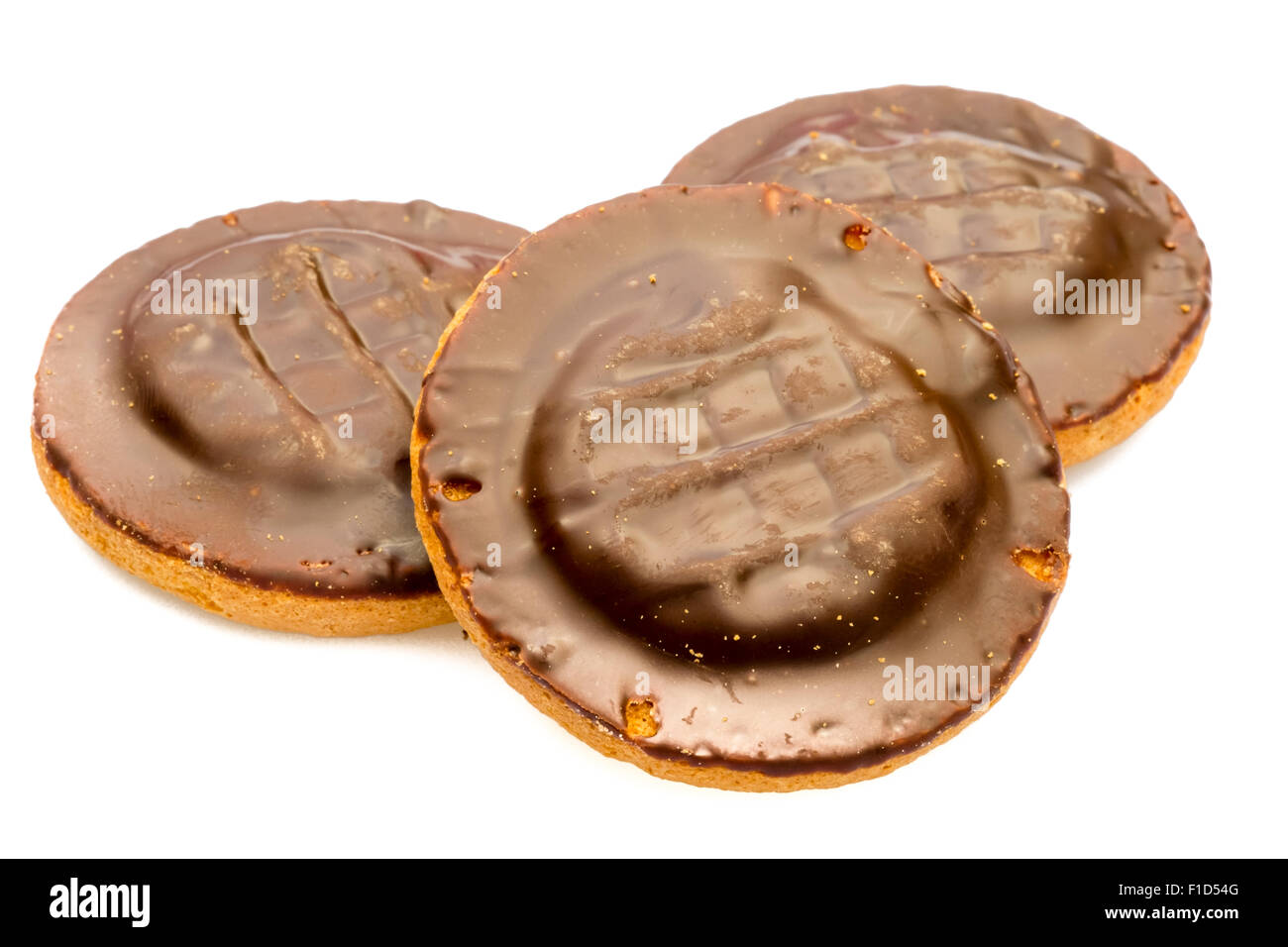 Jaffa Cakes cut out or isolated against a white background, UK. Stock Photo