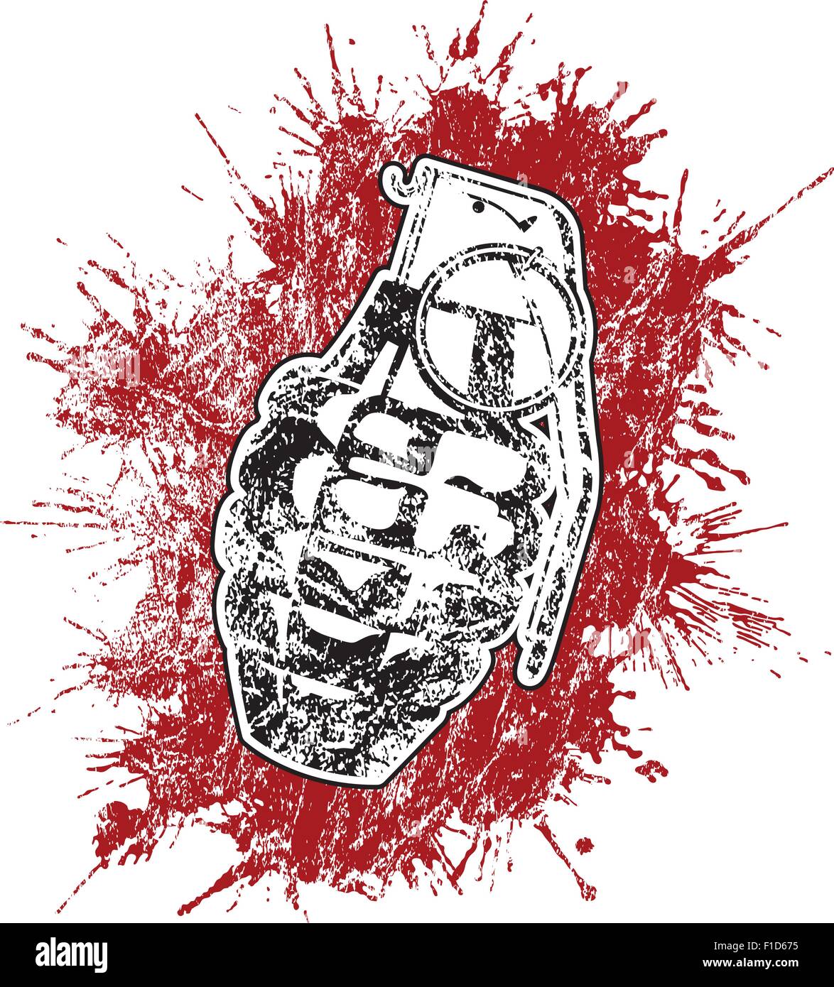 Grenade with splattered blood Stock Vector