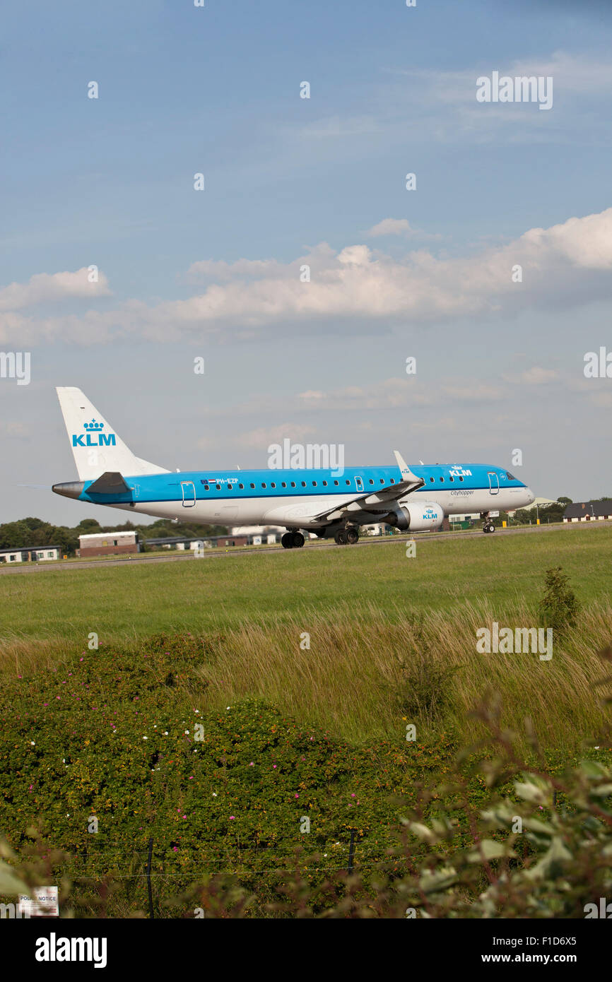 KLM aeroplane at Leeds Bradford Airport. Stock Photo