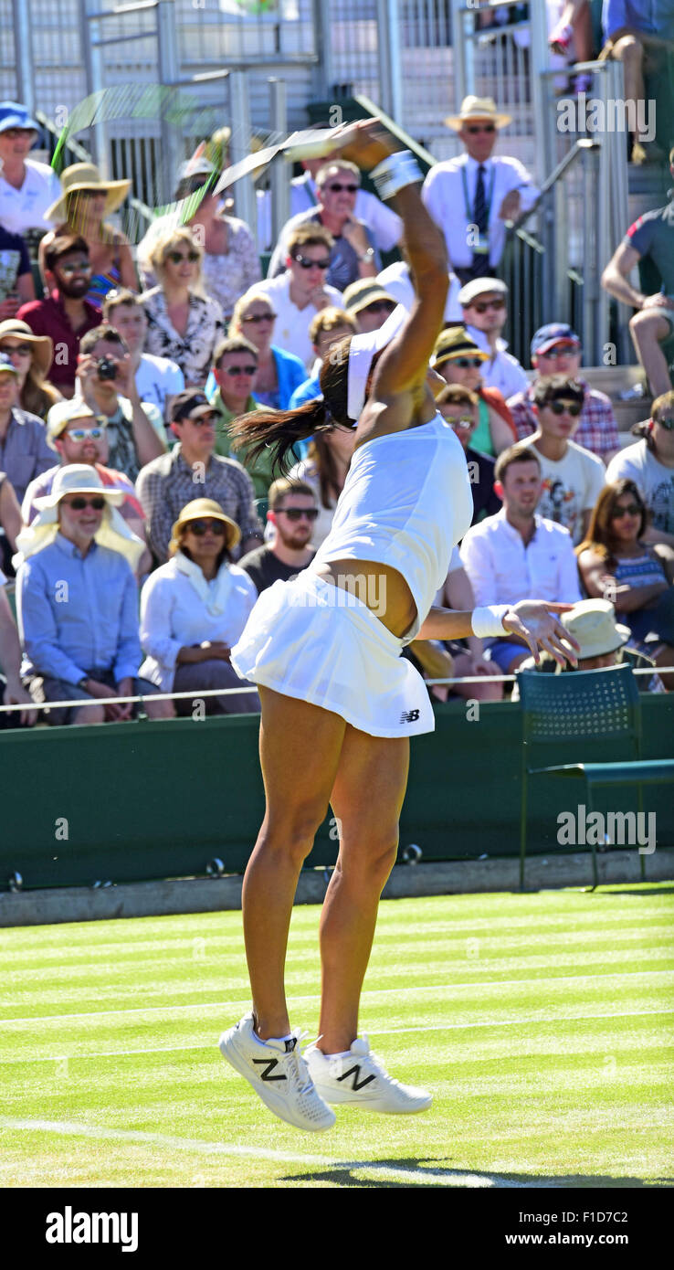 Wimbledon Tennis Championships 2015 - Day 3 - Heather Clarke of the UK beats Daniela Hantuchova  Featuring: Heather Watson Where: London, United Kingdom When: 01 Jul 2015 Stock Photo