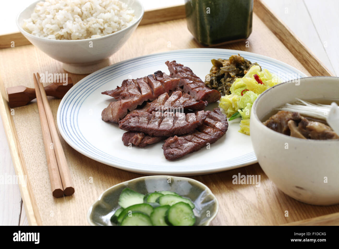 grilled beef tongue set meal, Sendai gyutan teishoku, japanese food