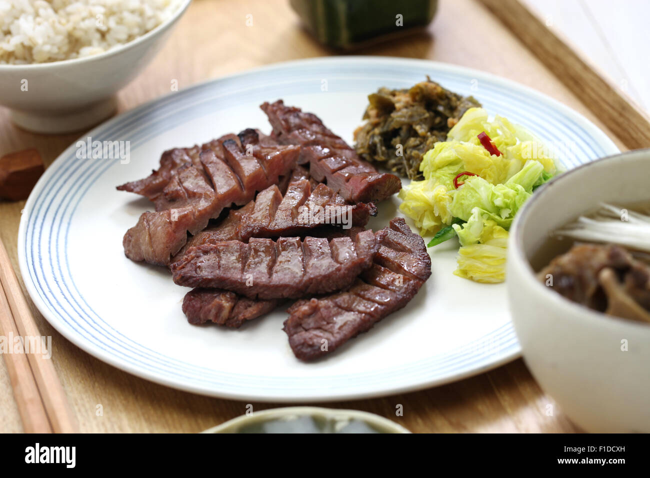 grilled beef tongue set meal, Sendai gyutan teishoku, japanese food Stock  Photo - Alamy