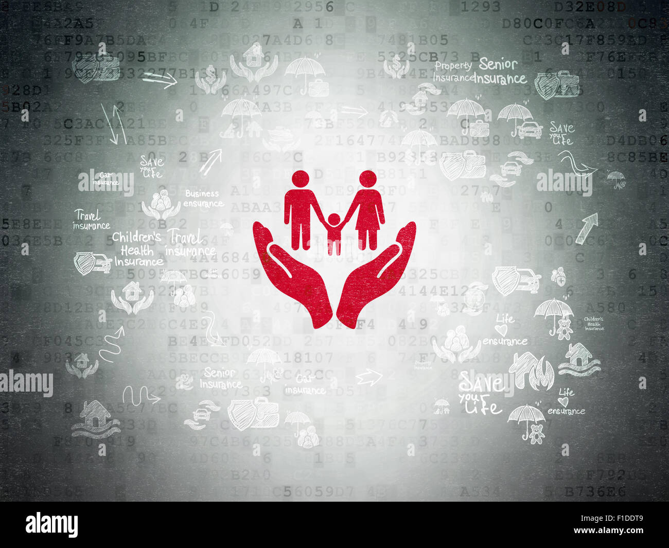 Insurance concept: Family Insurance on Digital Paper background Stock ...