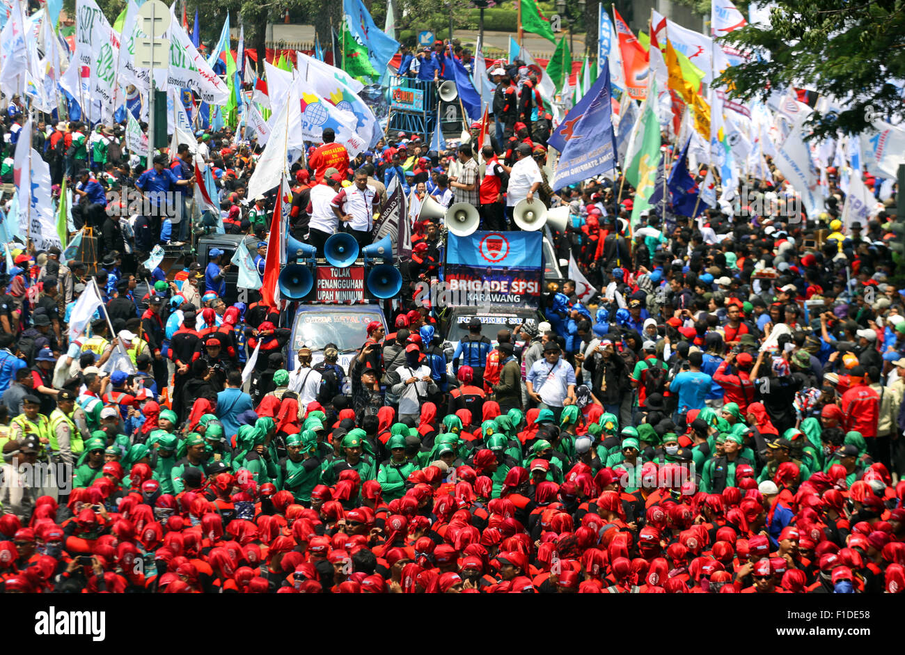 Jakarta, Indonesia. 1st September, 2015. Demonstration in Jakarta Workers are demanding improved welfare Credit:  Denny Pohan/Alamy Live News Stock Photo