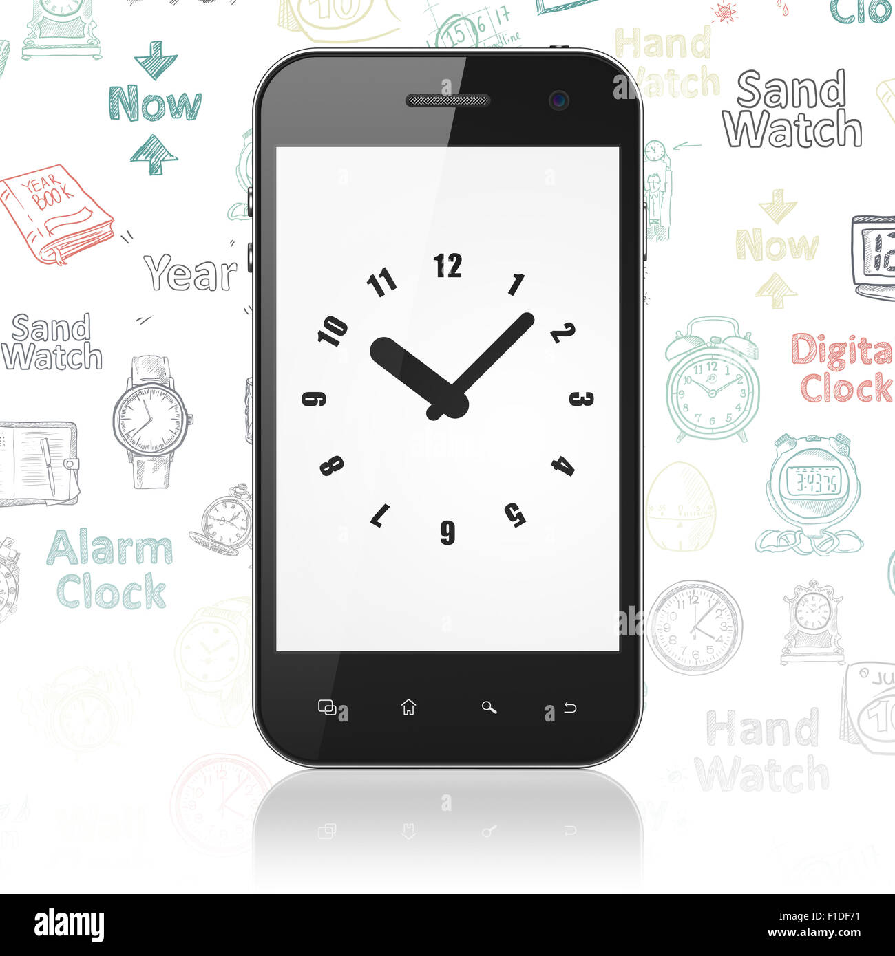 Timeline concept: Smartphone with Clock on display Stock Photo - Alamy