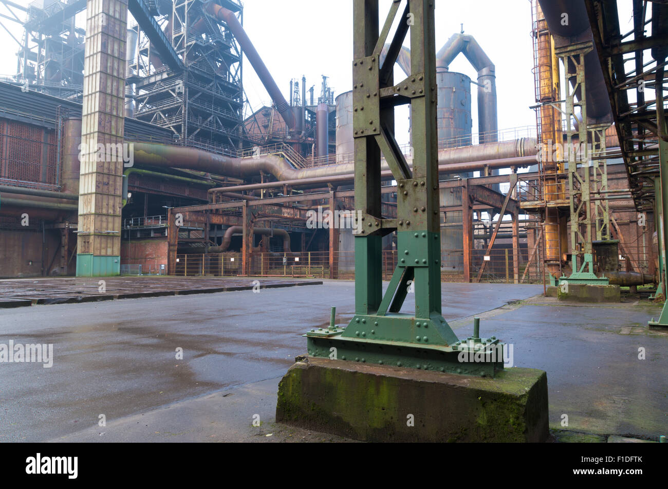 The Landschaftspark Duisburg-Nord is a public park in the German city of Duisburg. The centerpiece of the park is formed by the Stock Photo