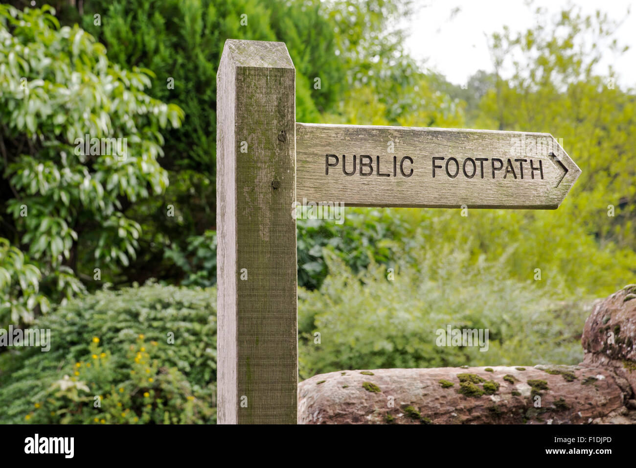 Wooden Public Footpath Sign Stock Photo