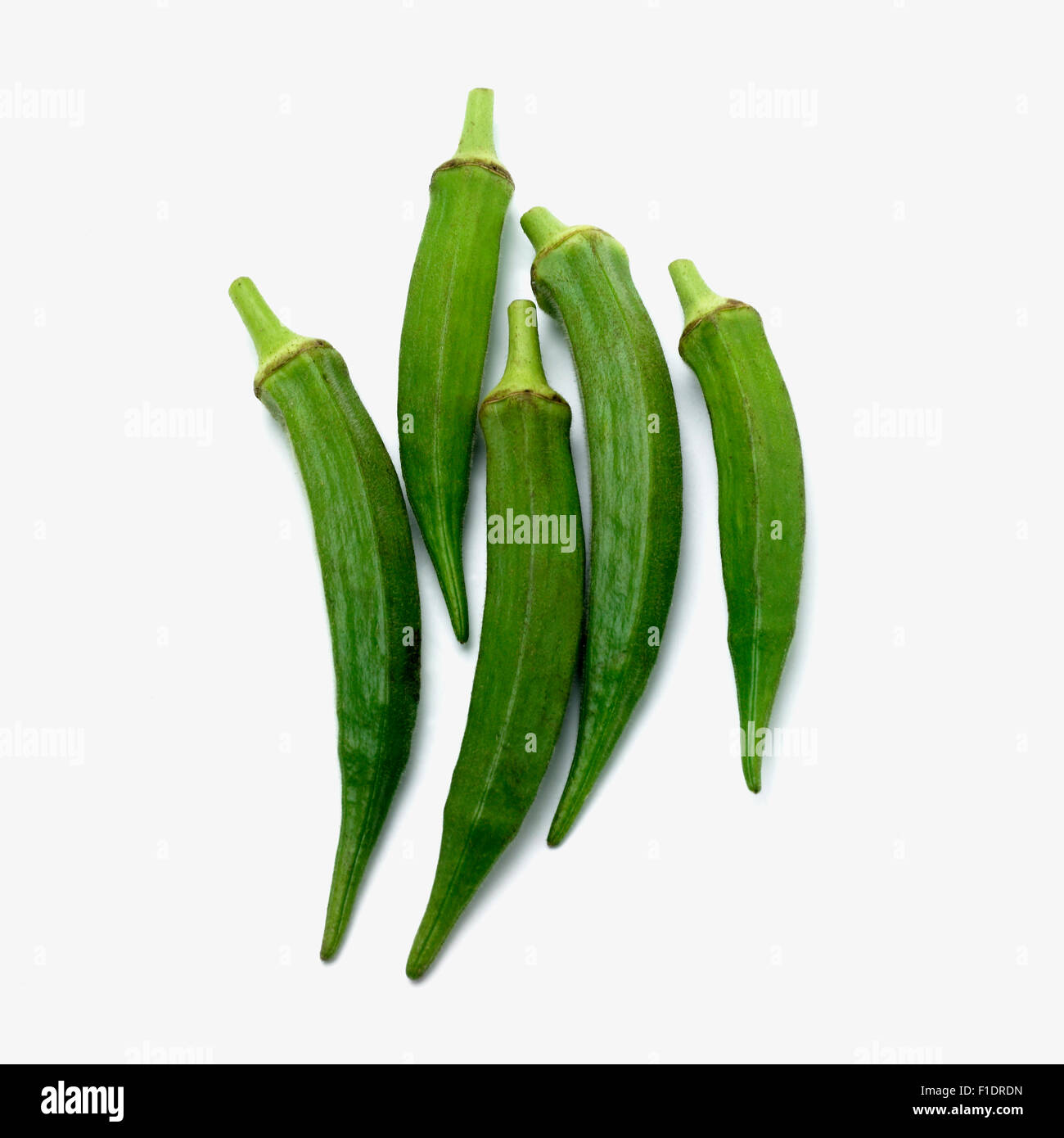 Okra on White Background Stock Photo