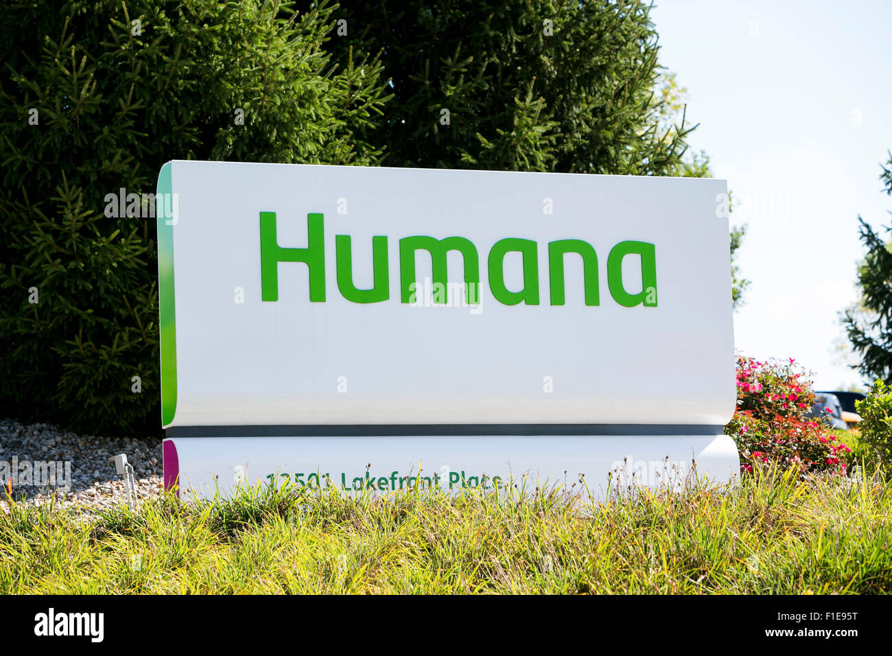 A logo sign outside of a facility occupied by Humana Inc., in Louisville, Kentucky on August 25