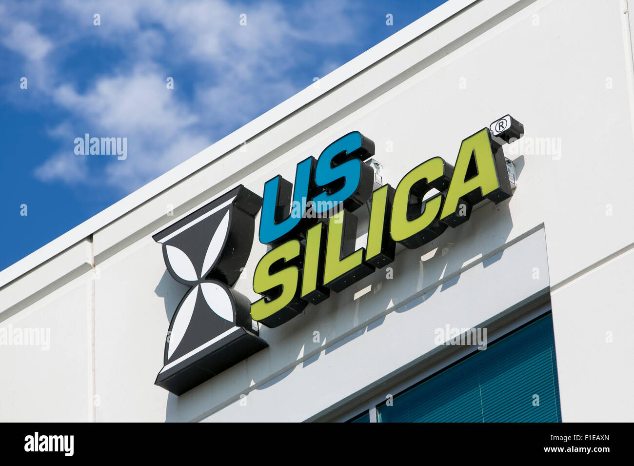 A logo sign outside of the headquarters of U.S. Silica in Frederick