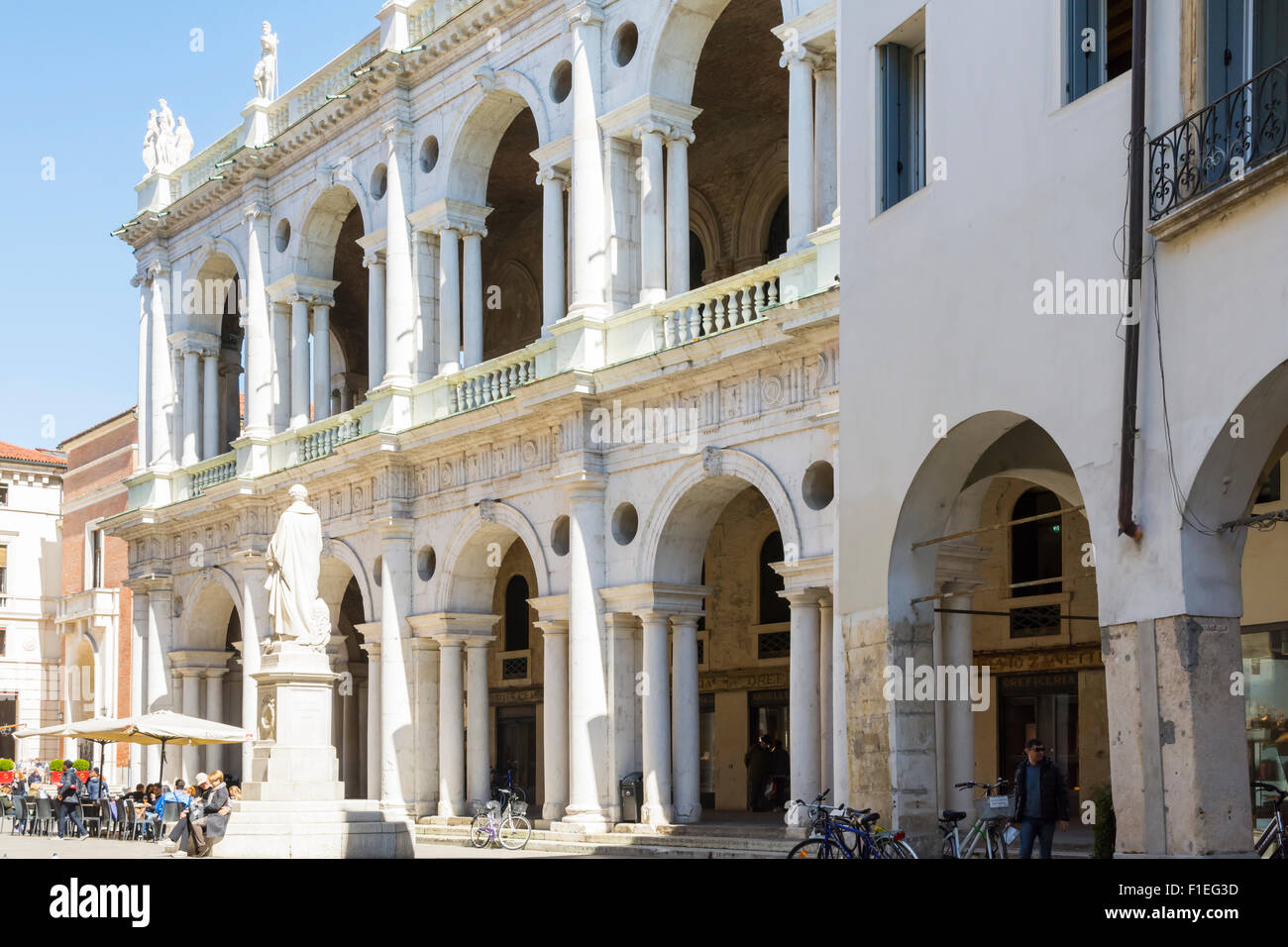 Vicenza,Italy-April 3,2015:view of the particular of the Palladian basilica in the center of Vicenza during a sunny day. Stock Photo