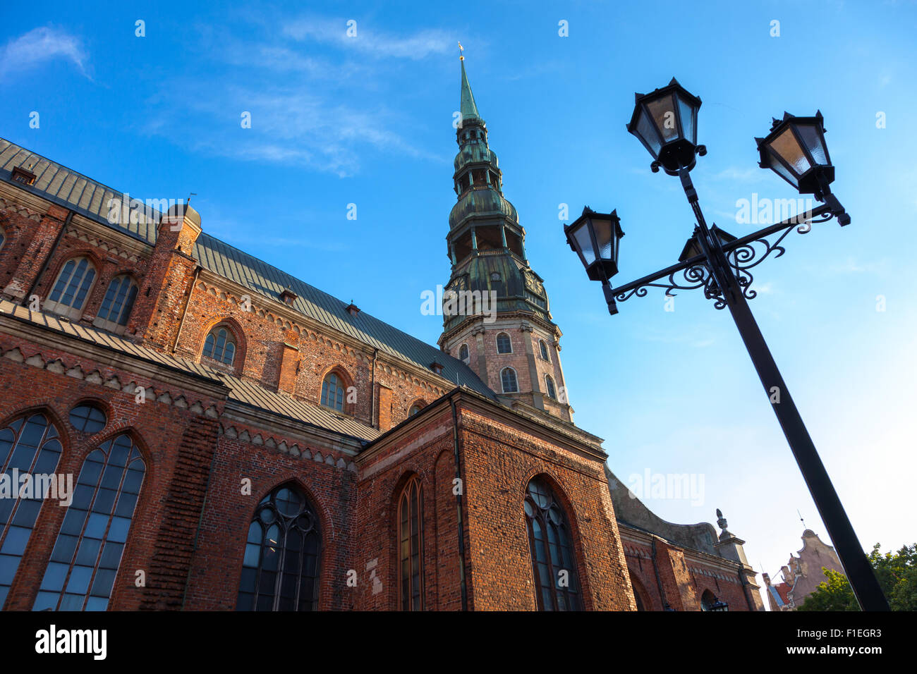Saint Peters Church in old city Riga, Latvia Stock Photo