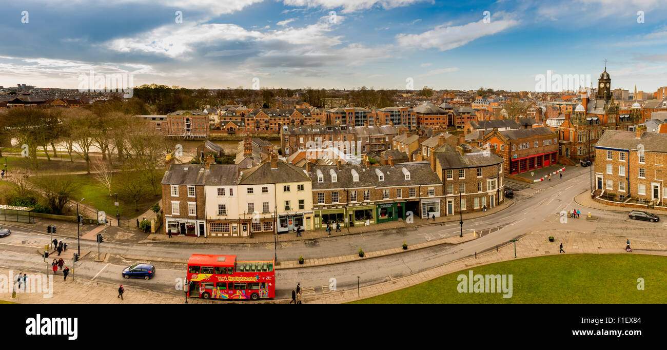 View from top of Cliffords Tower, York: Tower Street Stock Photo