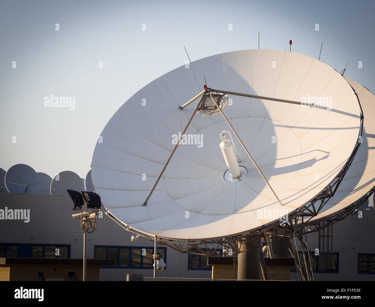 teleport satellite communications. Group of antennas in teleport of Cagliari Sardinia, Italy Stock Photo